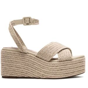 NEW Steven New York Ramey Raffia Platform Sandal Cream White Size 10